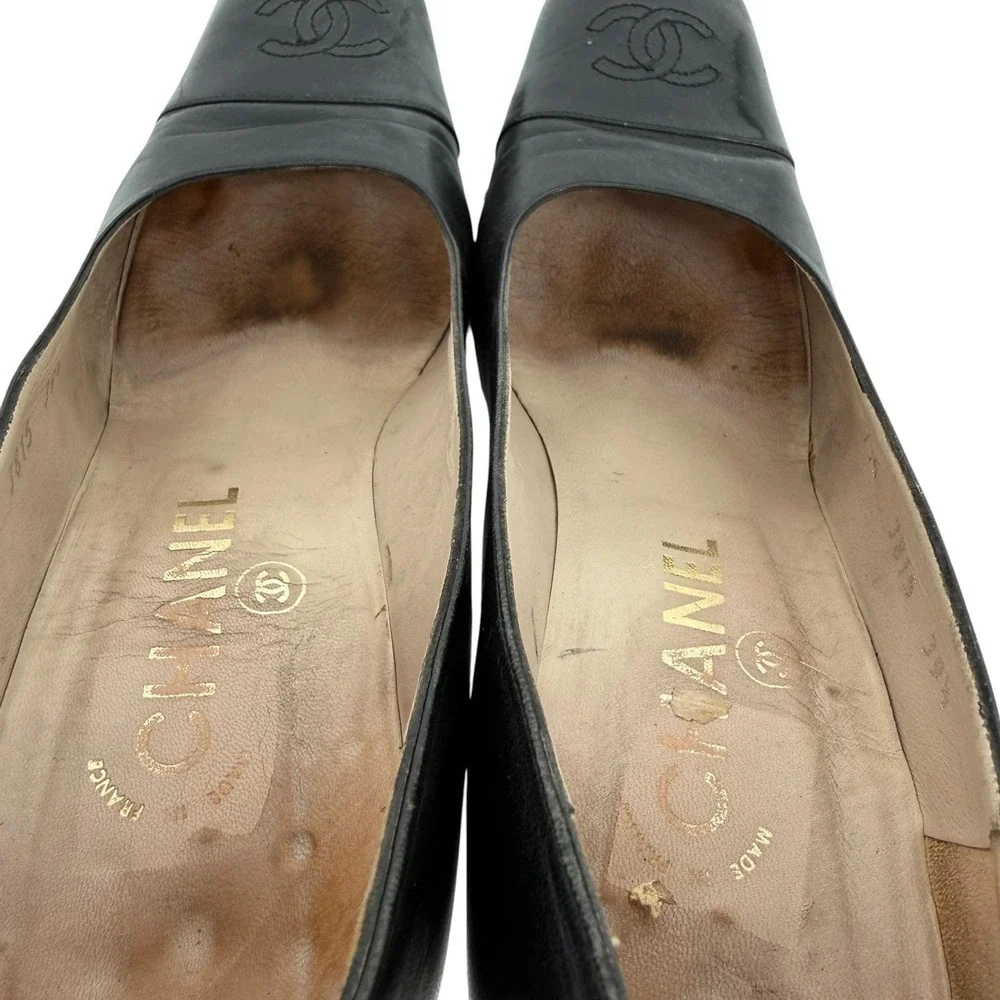 Chanel Black Leather Pump Heels